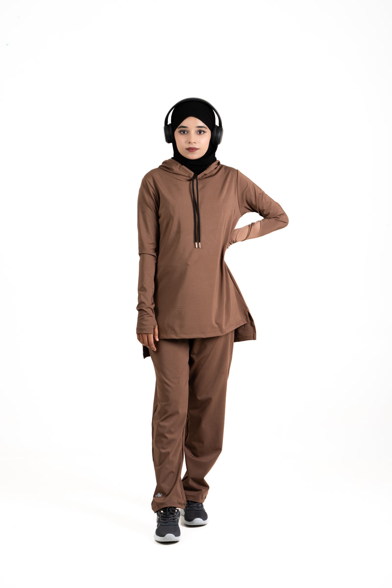 RA.ellé’s Plain Hooded Set Brown