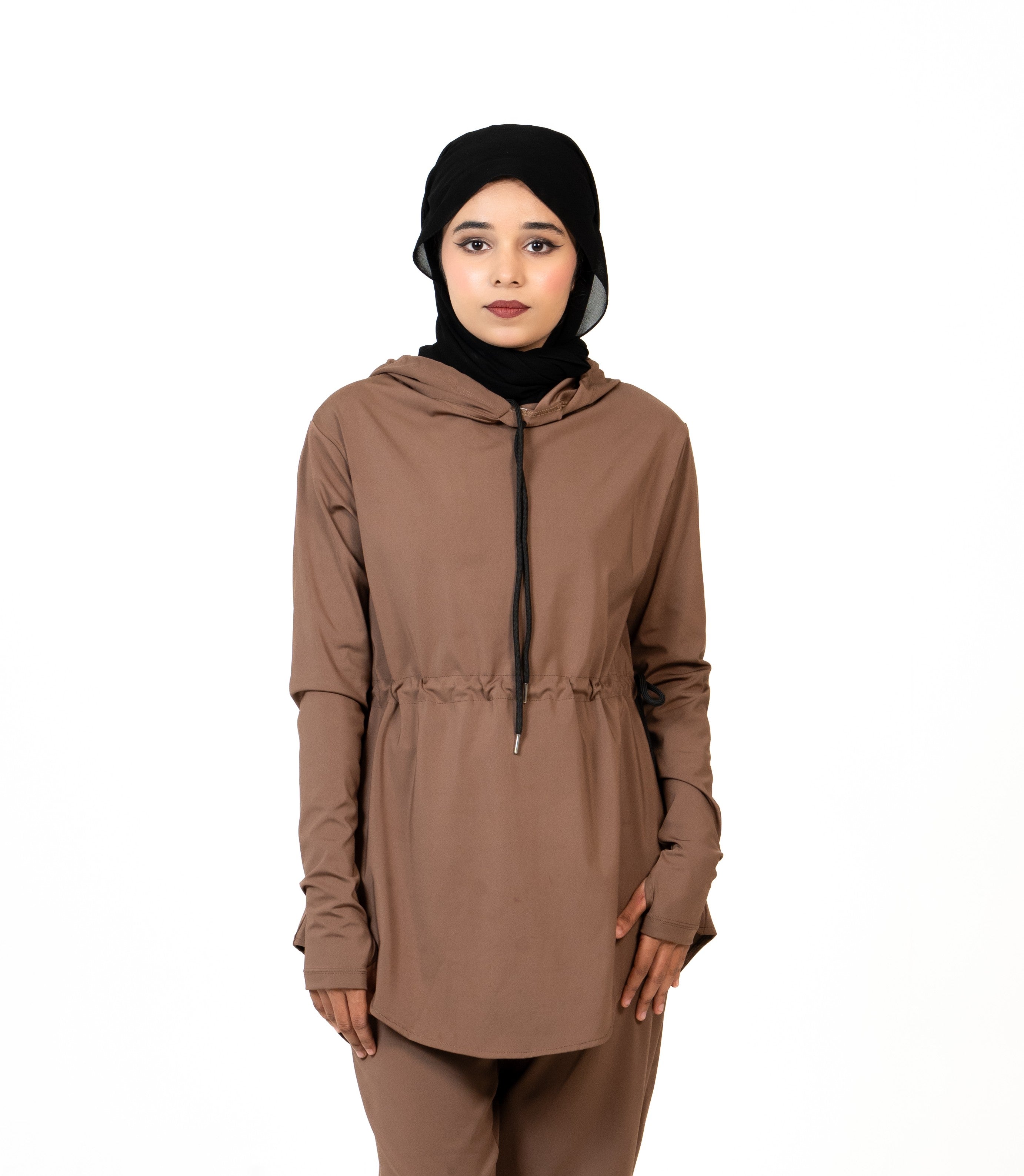 RA.ellé’s Hooded Rope Top Brown