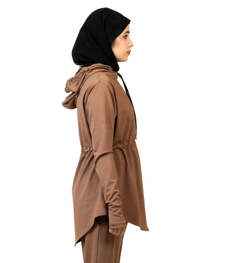 RA.ellé’s Hooded Rope Top Brown