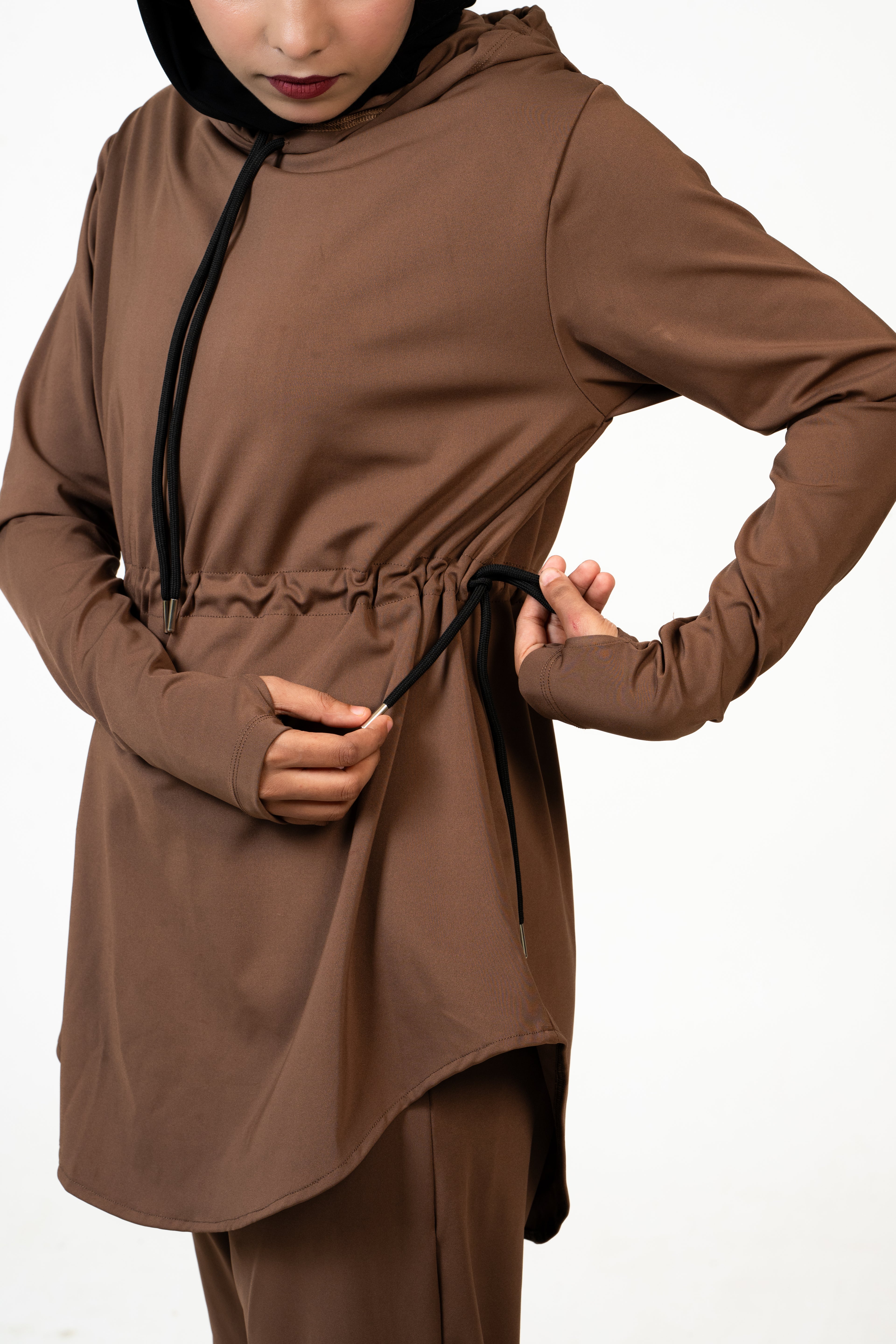 RA.ellé’s Hooded Rope Top Brown