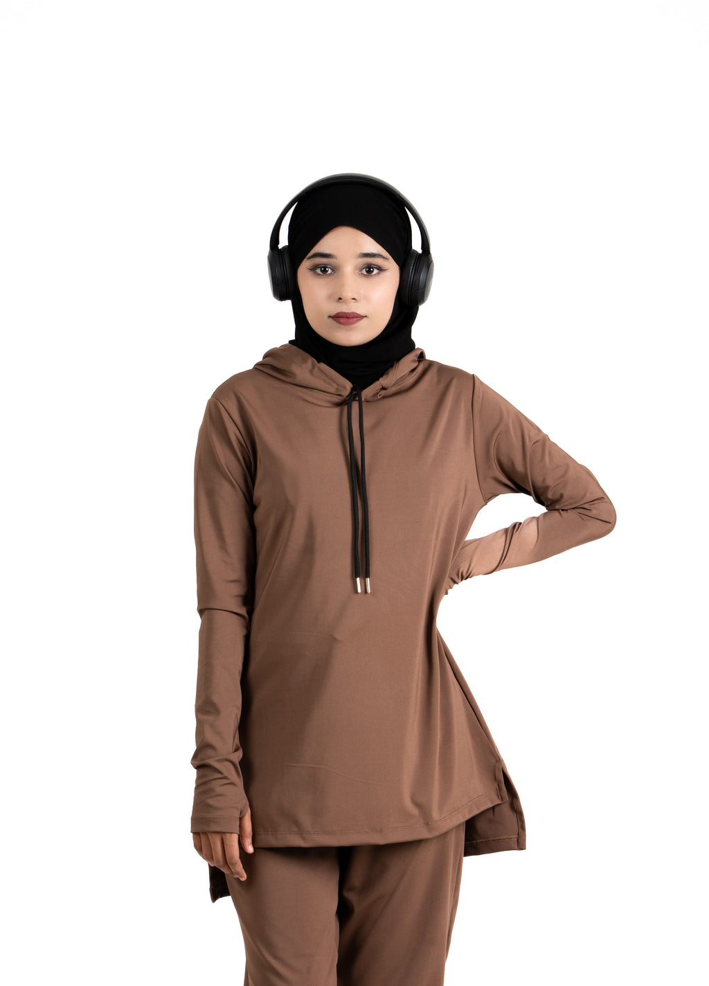 RA.ellé’s Plain Hooded Top Brown