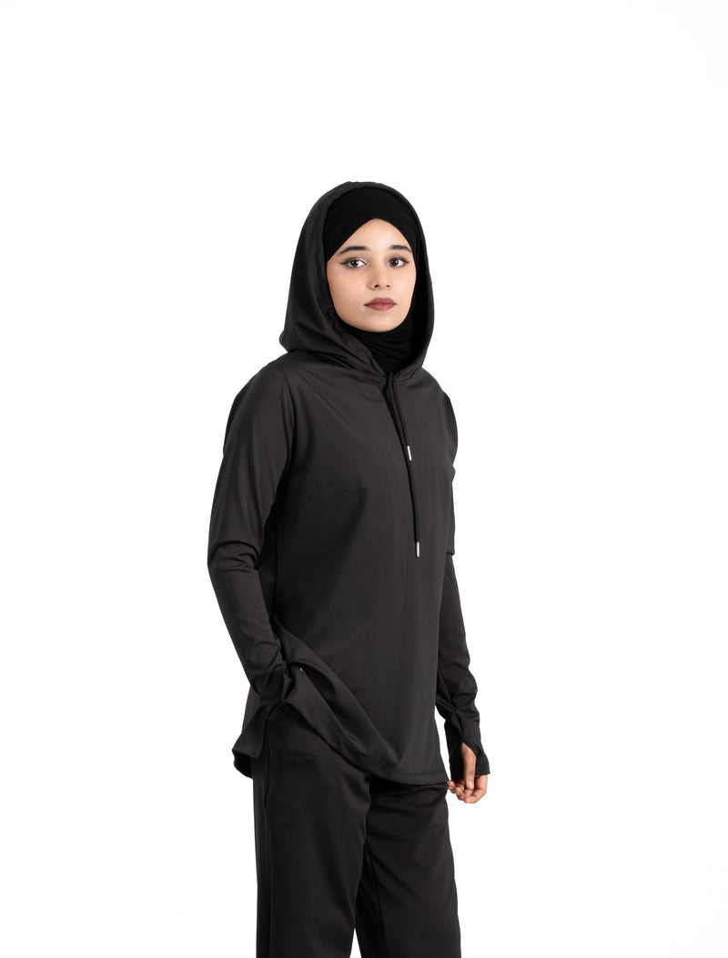 RA.ellé’s Plain Hooded Top Black