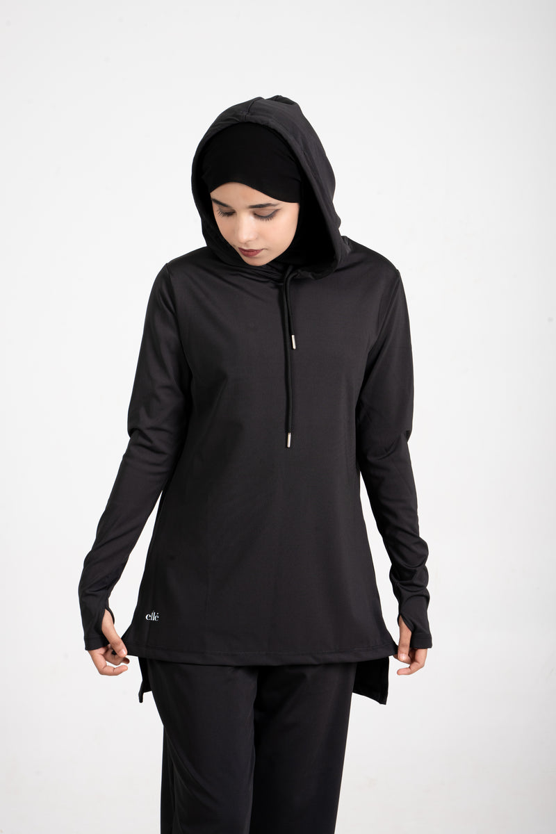 RA.ellé’s Plain Hooded Top Black
